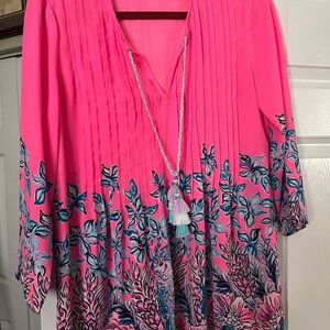 Pink and Blue Women's Top